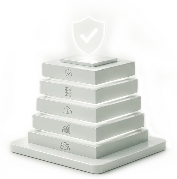 A secure foundation being assembled from layered building blocks